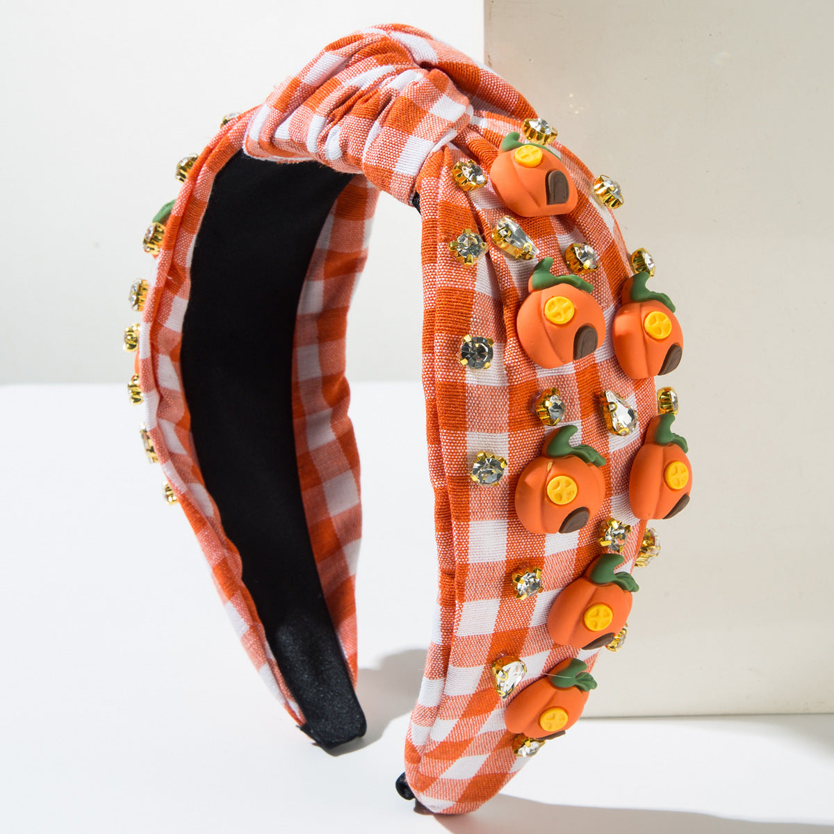 Wholesale Thanksgiving Mesh Fabric Diamond-encrusted Pumpkin Hair Ornament